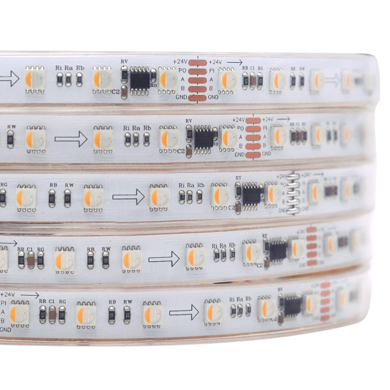 DMX512 Series DC24V RGBW Addressable LED Strips - 60LED/m Breakpoint Resume Color Chasing LED Lights